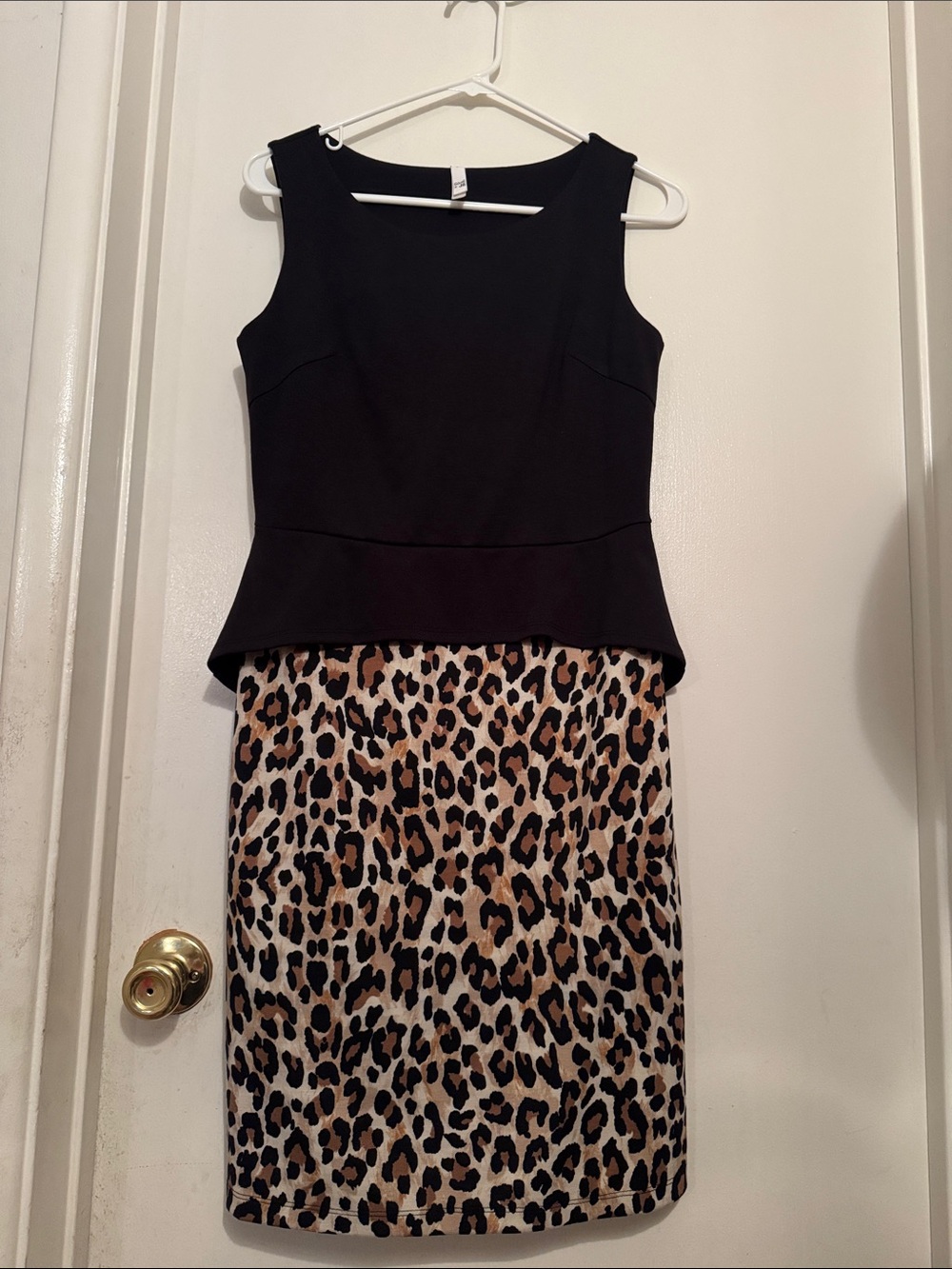 Sami & Jo Black Peplum Top with Leopard knee hi to Midi Skirt dress